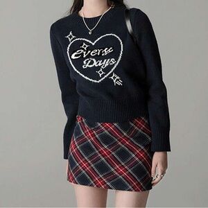 korean heart star print sweater